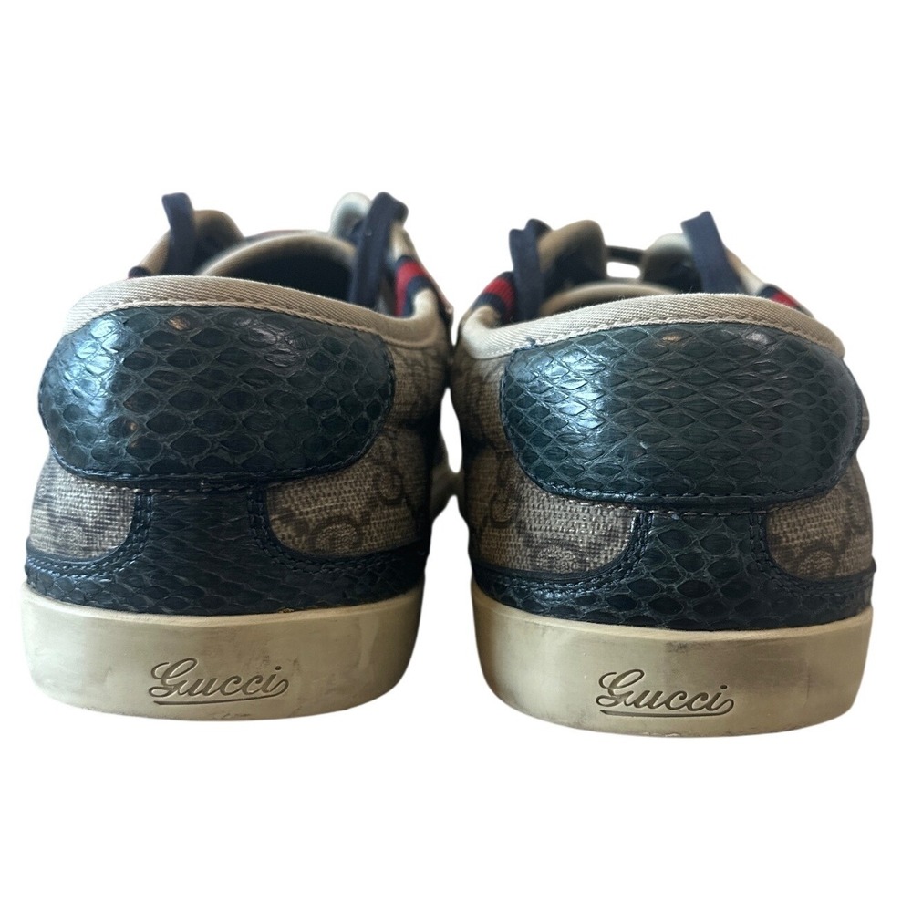 Gucci GG Supreme Python Embossed Low Top Sneakers Web Stripe Men's 7.5G - Picture 5 of 14